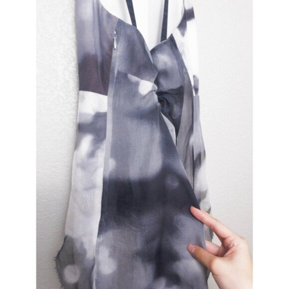 Rachel Comey Aten Silk Watercolor Dress 4 Square Neckline Organza Ruffle - Picture 9 of 12